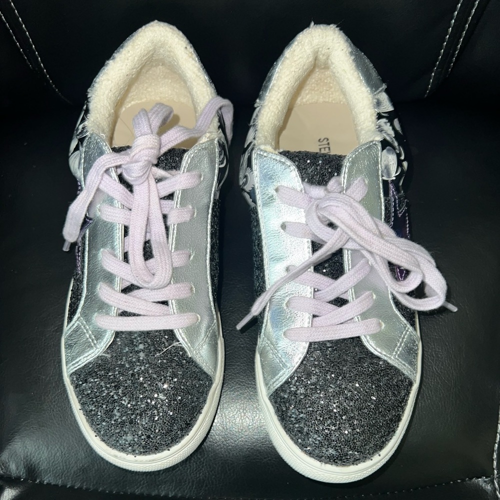Steve Madden Silver and Black Kids Sneakers